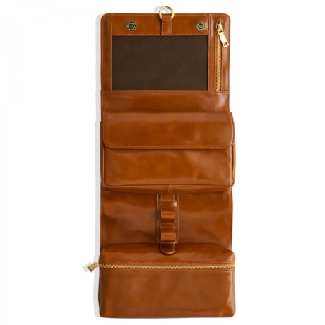 Benjamin Barber 100% oil brown cowhide genuine leather toilet bag