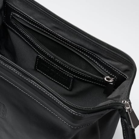 Benjamin Barber Black Leather Toilet Bag
