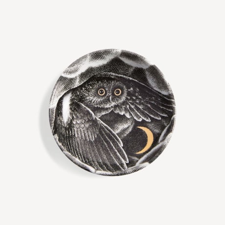 Fornasetti Round ashtray Civetta nella notte black/white/gold