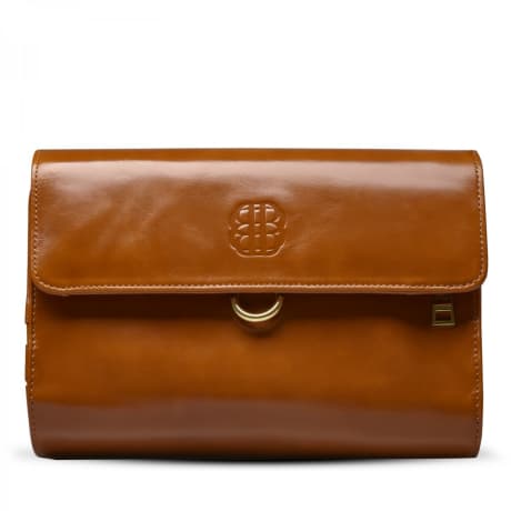 Benjamin Barber 100% oil brown cowhide genuine leather toilet bag