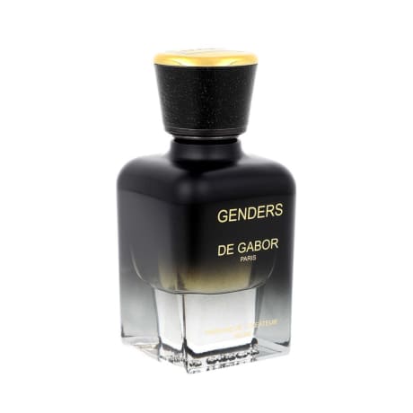 De Gabor perfume (Genders) in a black and clear gradient square bottle with gold text, 50ml