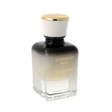 De Gabor extrait de parfum, Stardust Musk, in 50ml ombre glass bottle with a white and gold cap.
