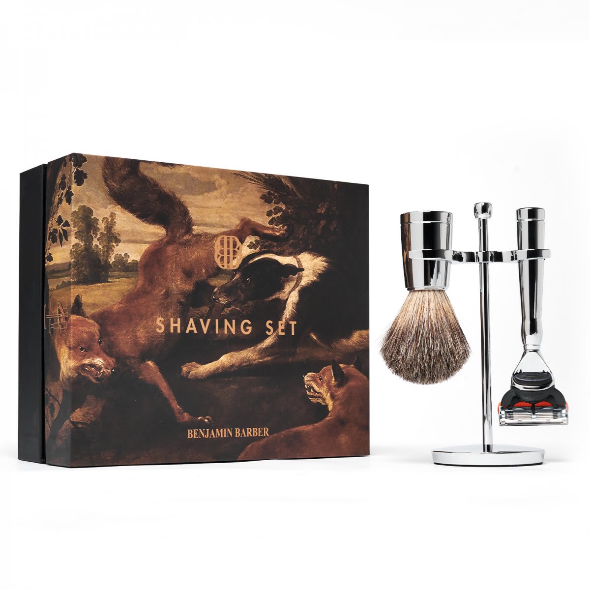 Benjamin Barber klasisches 3-teiliges Rasierset Chrom – Gillette Fusion