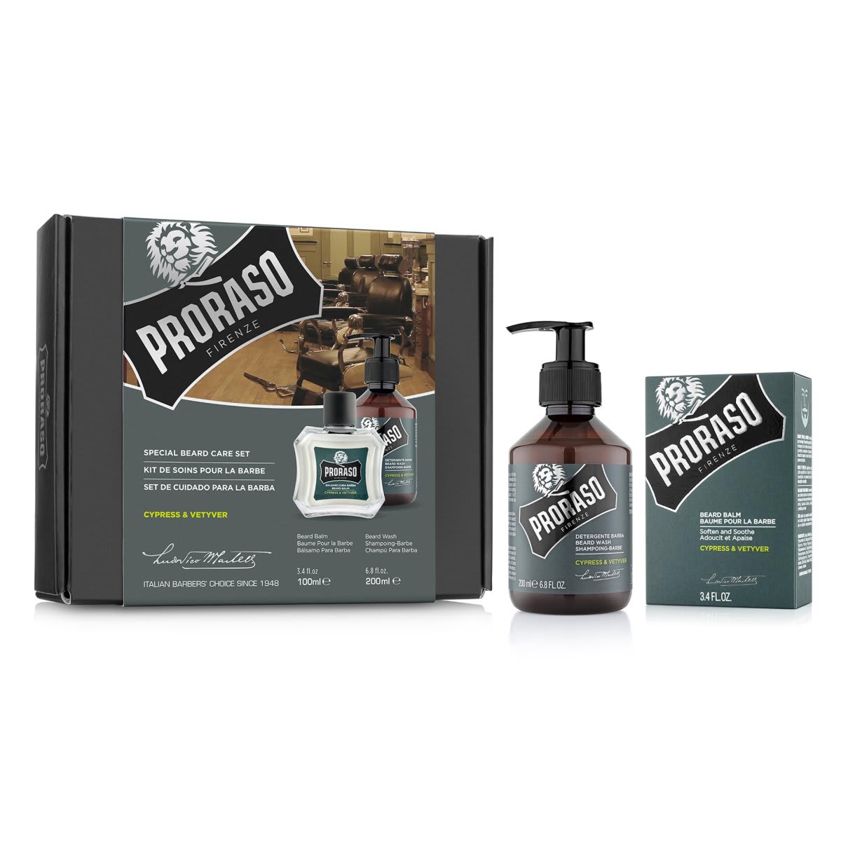 Proraso Gift Set Duo Cypress og Vetiver Beard Balm + Wash