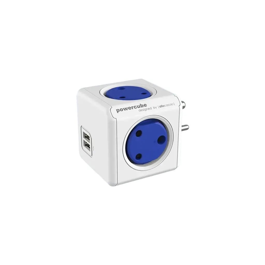 PowerCube USB Socket Adapter with Dual USB Charging_ Blue