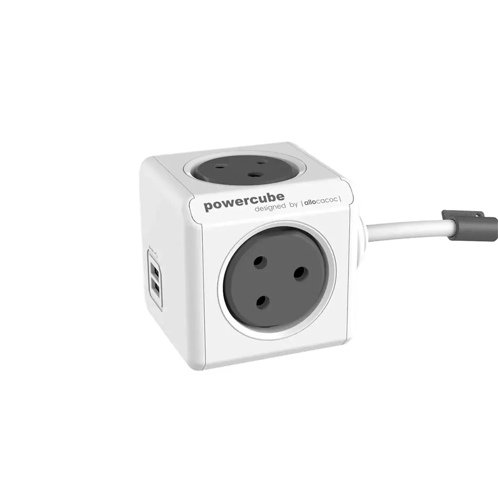 Allocacoc PowerCube Extended USB with Extension Cord - GREY