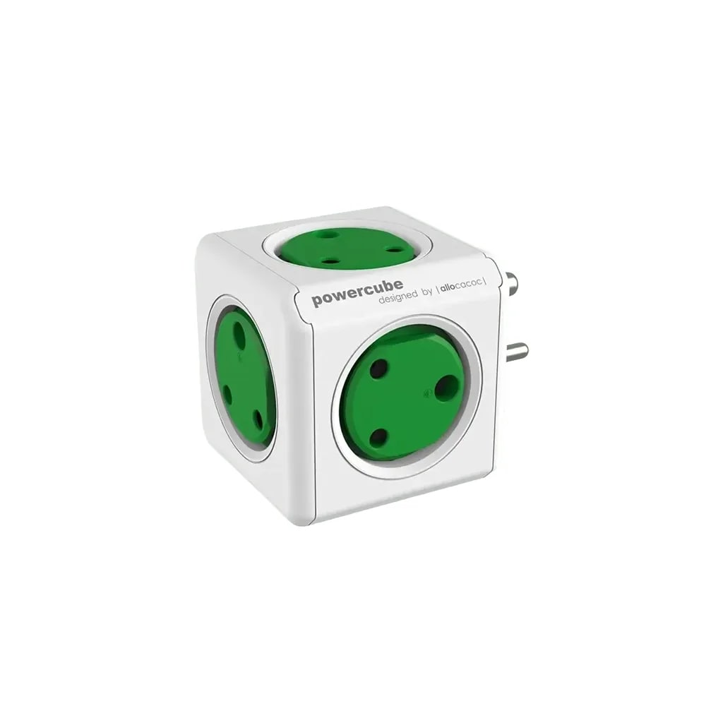 Allocacoc PowerCube Original 5-Way Wall Socket Adapter- GREEN