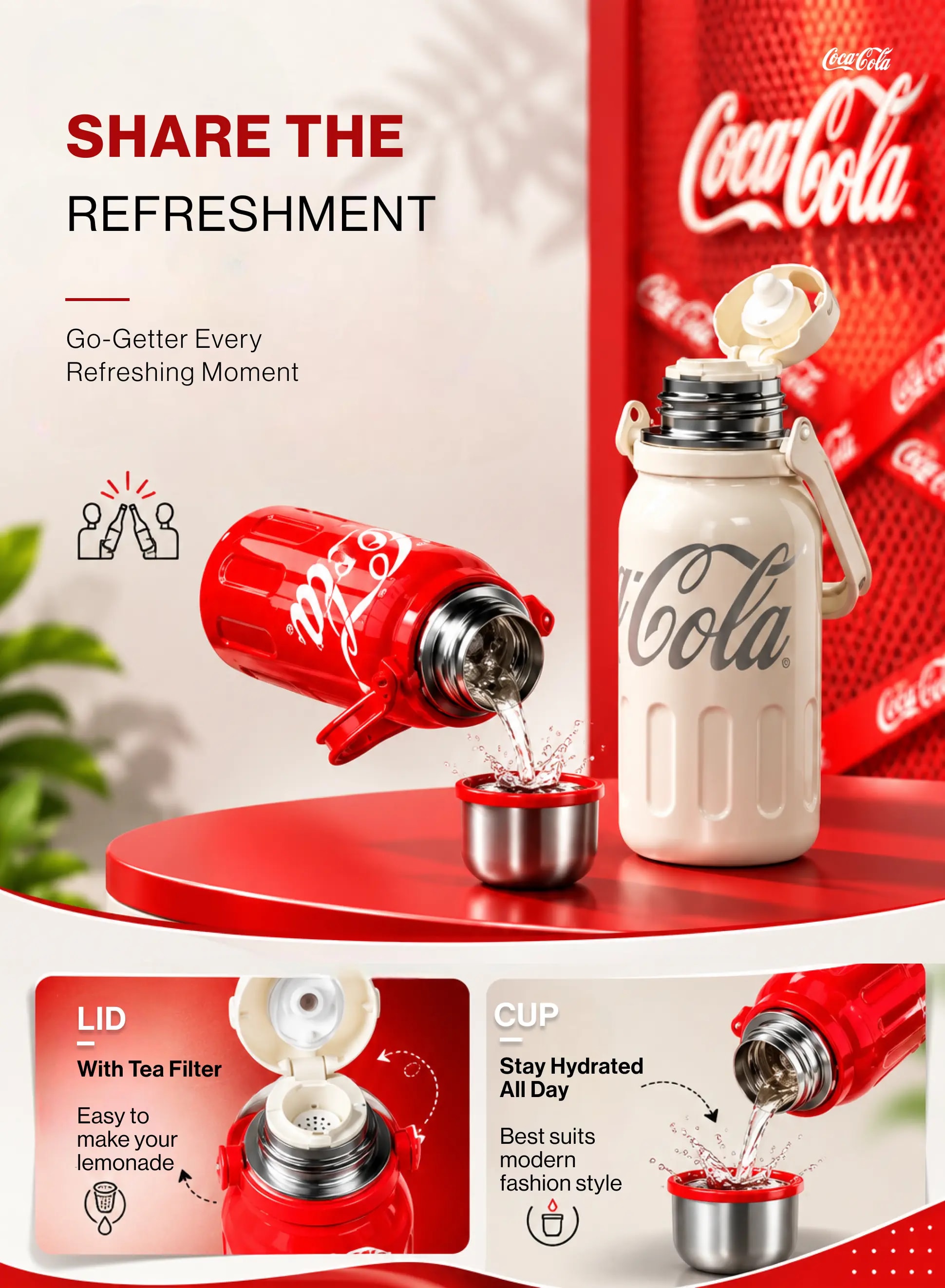 Buy Coca-Cola Collection Sport Vacuum Bottle with CupRed 800mL