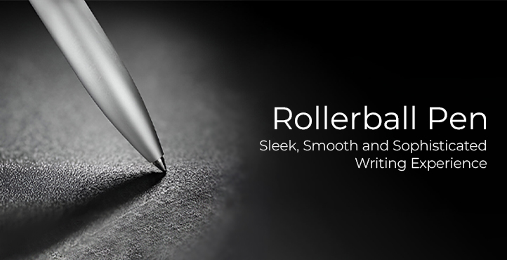 silver roller ball pen with a black background