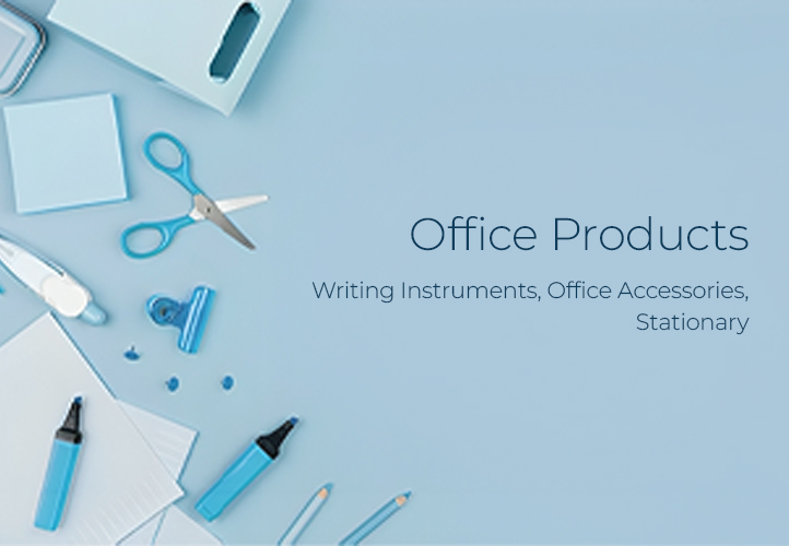 Office products lying across a office desk table