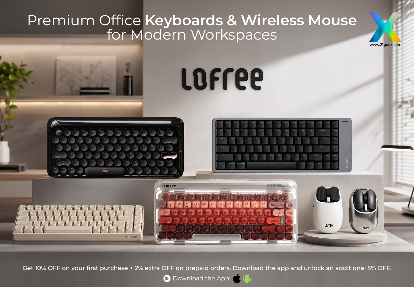 Premium Office Keyboards & Wireless Mouse by Lofree | 21GenX