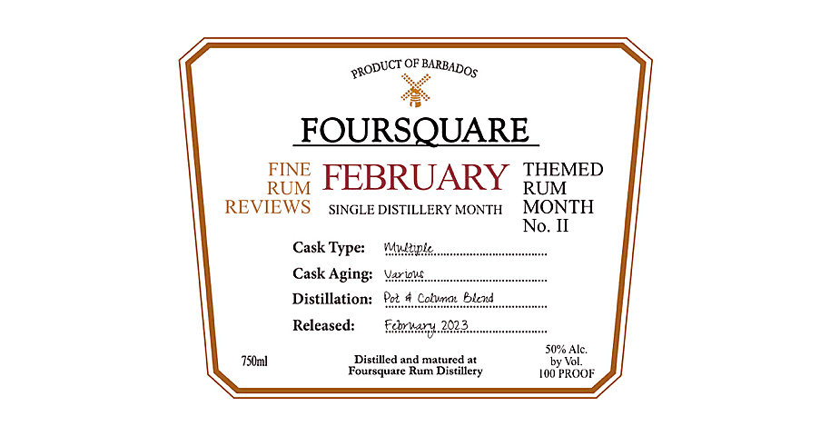 Mock Foursquare rum label reading 'Foursquare February'