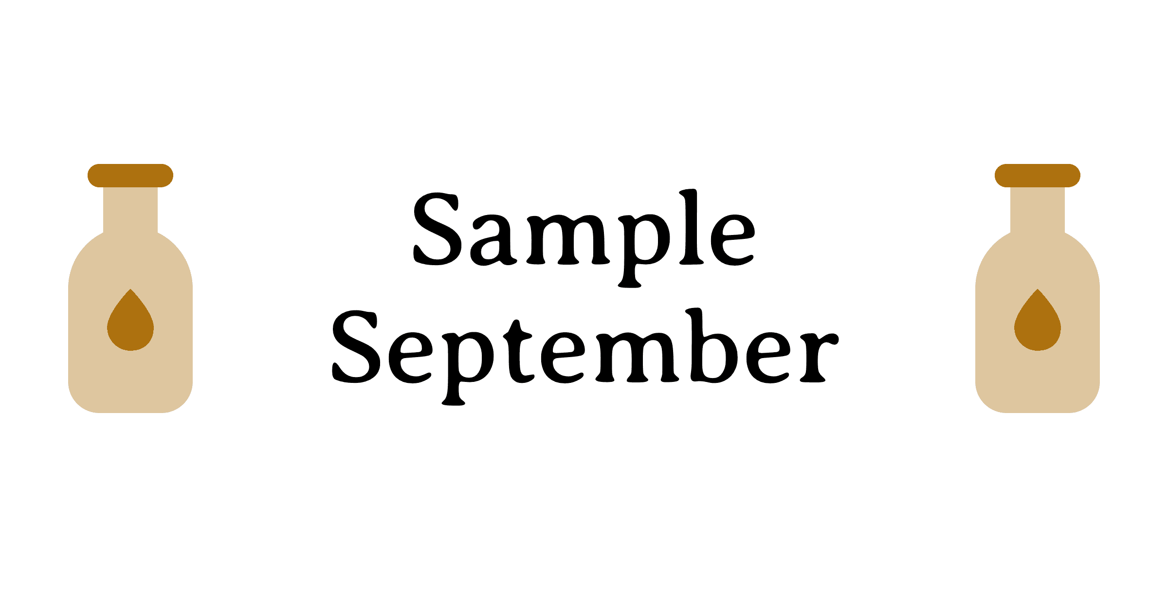 Sample September next to sample bottle icons