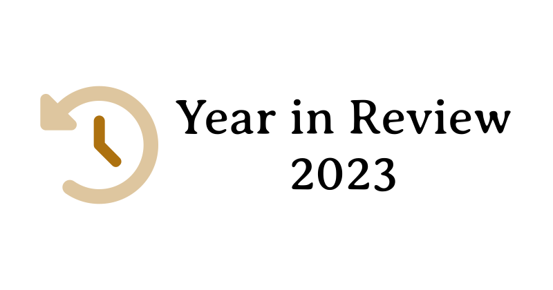 Year in Review 2023 text with 'rewind' icon