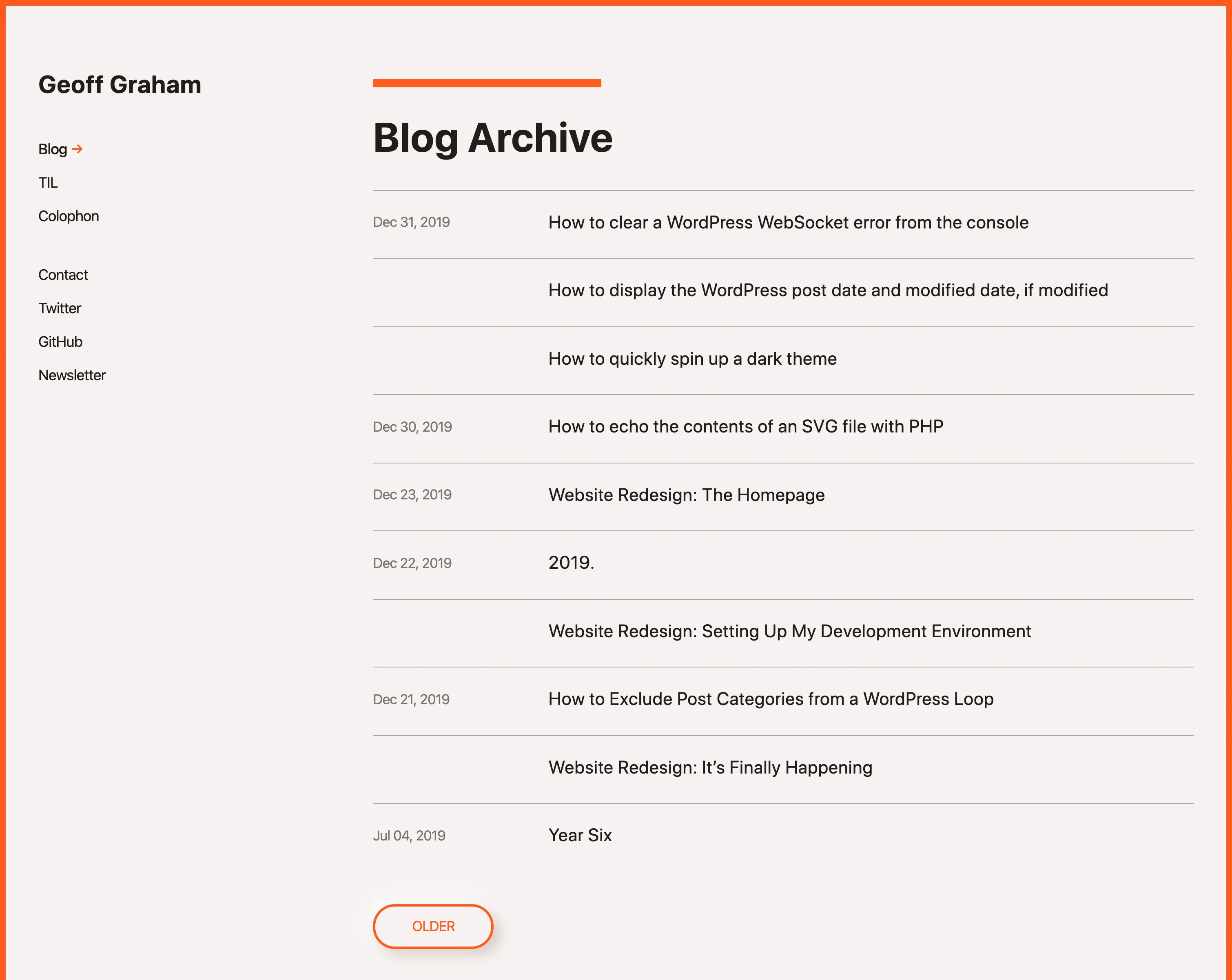 Showing right navigation and list of posts on the left.