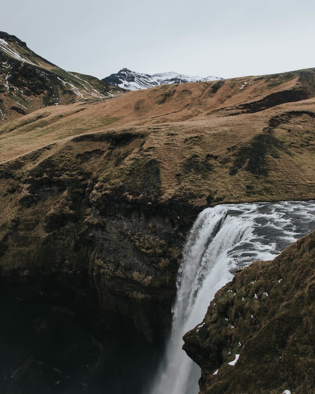 Skógafoss Waterfall from the side landscape photography of Iceland