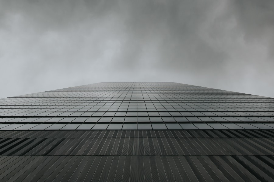 A minimal look up at the steel facade of 250 World Trade Center