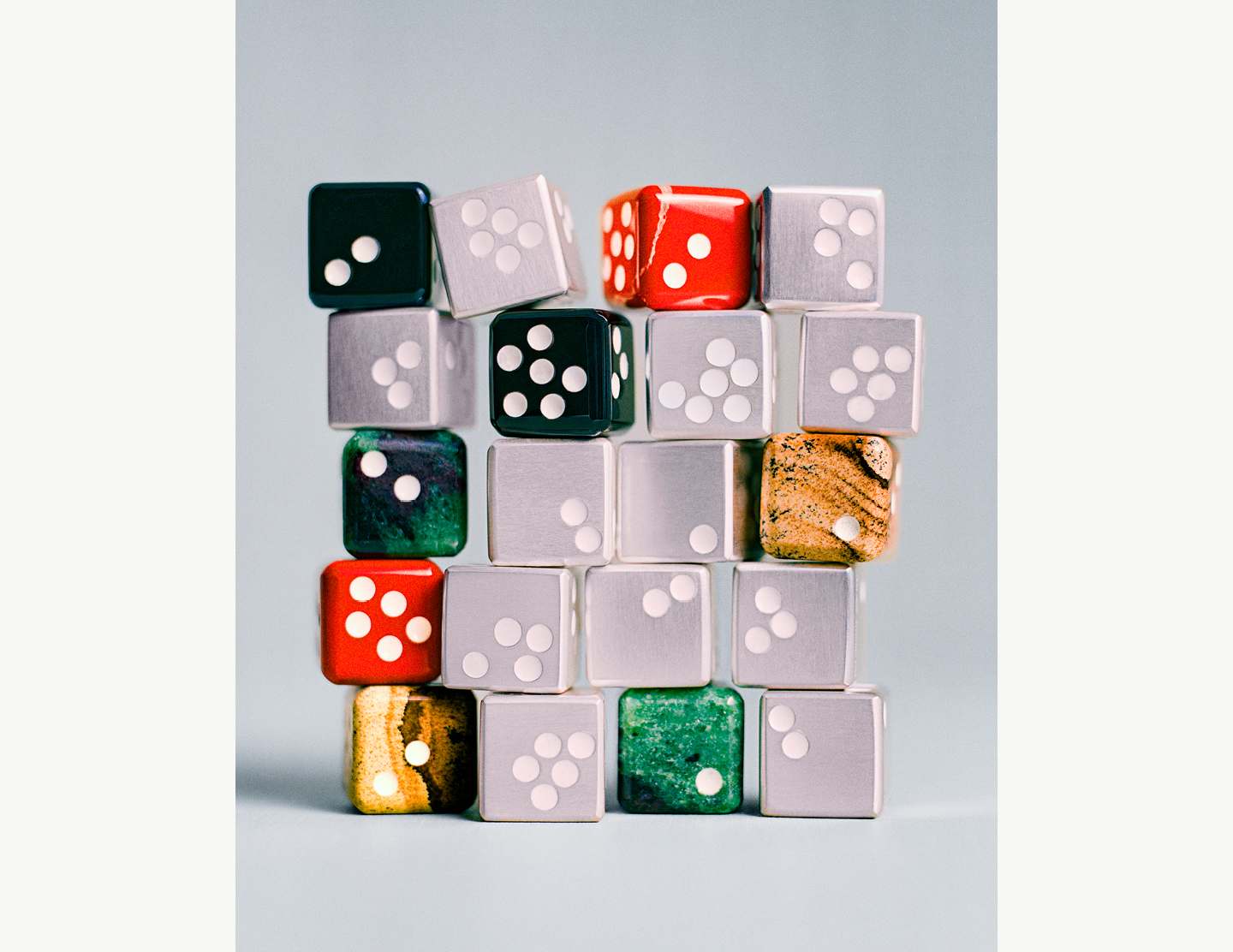 Sterling silver and stone dice set from Georg Jensen.
