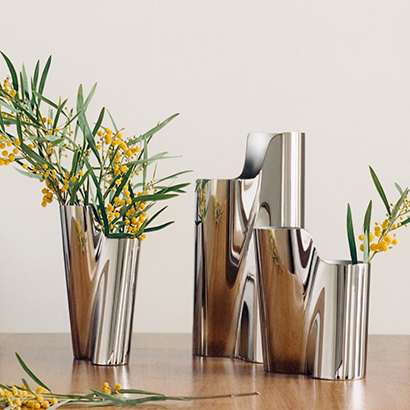 Lituus vase in stainless steel by Anne Boysen for Georg Jensen 