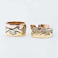 Ring in 18 kt yellow gold and diamonds from Fusion collection