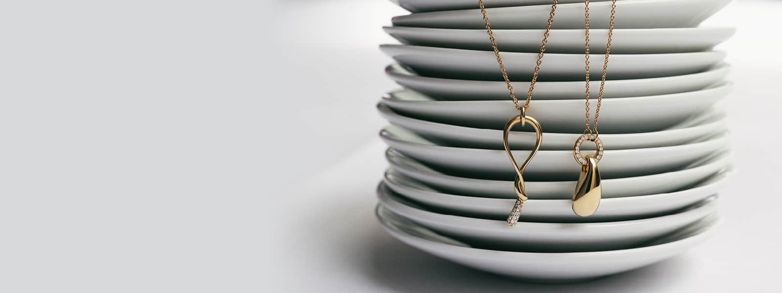 Necklaces in 18kt yellow gold designed by Jacqueline Rabun for Offspring  and Reflect collection