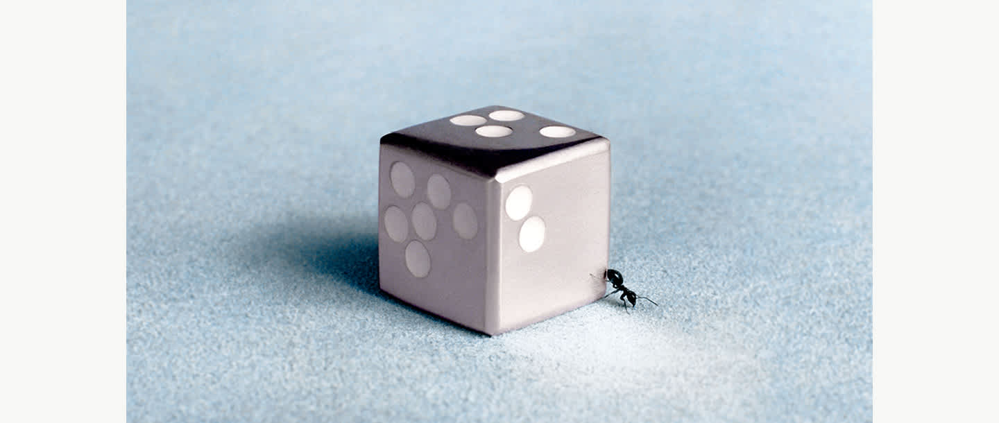 Dice in sterling silver with an ant from Georg Jensen