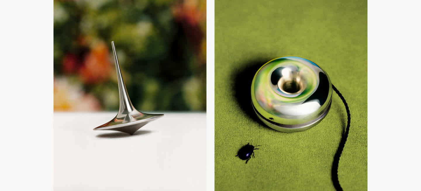Yo-yo and spinning top in sterling silver from Georg Jensen