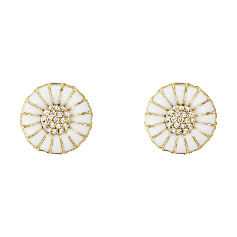 Daisy gold-plated and diamond earrings | Georg Jensen