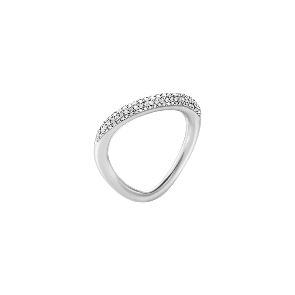Offspring silver ring with pavé diamonds | Georg Jensen Offspring silver ring with pavé diamonds | Georg Jensen