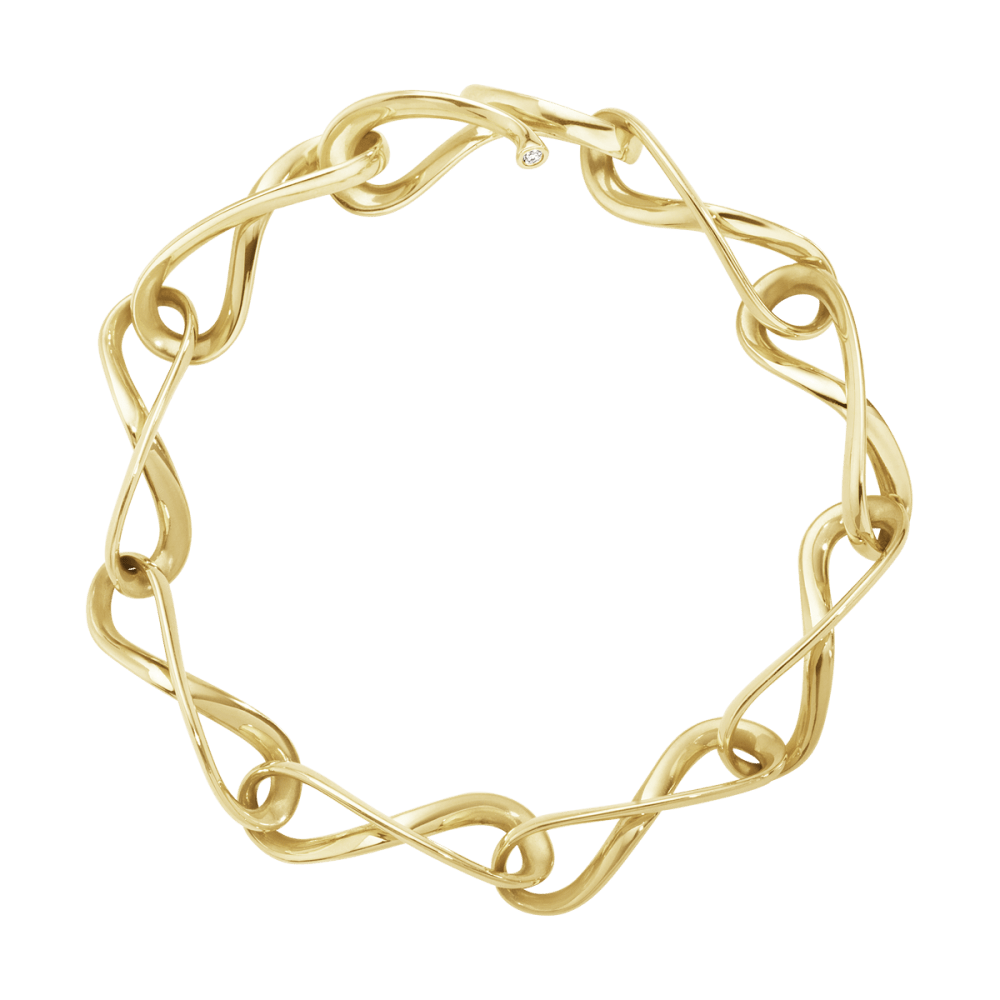 Infinity yellow gold bracelet with diamonds | Georg Jensen