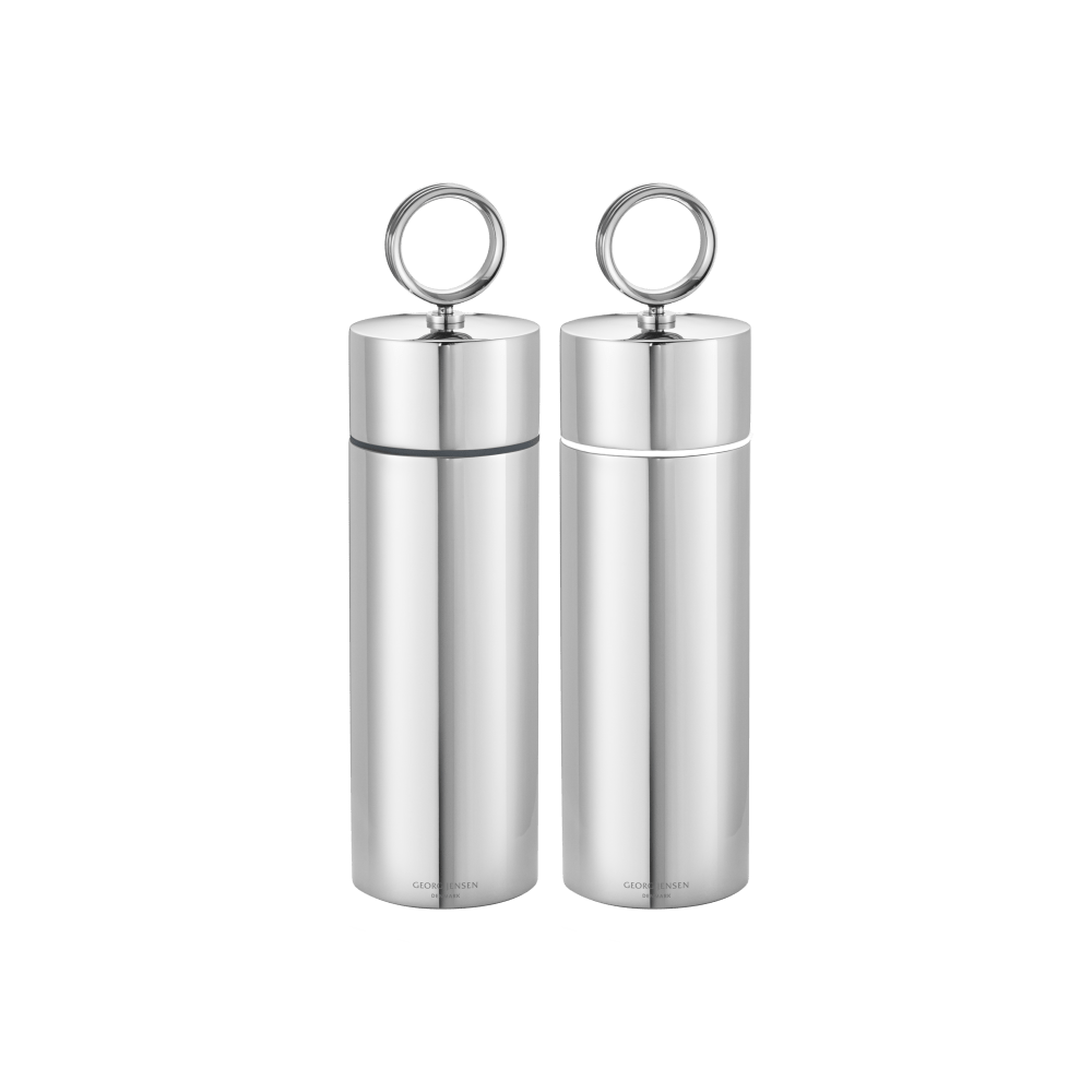 Set of Two Stainless Steel Salt and Pepper Grinders