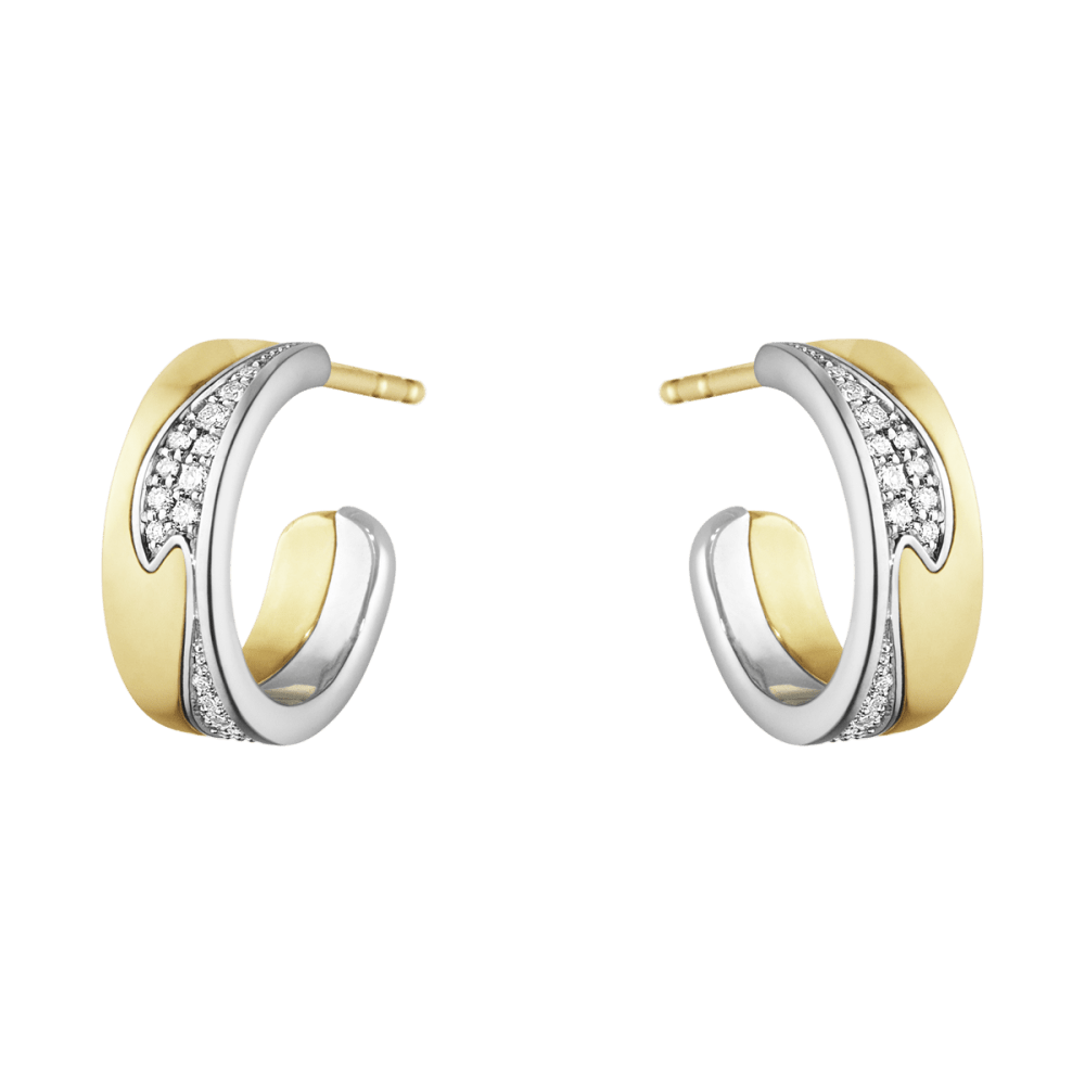 Fusion white and yellow gold earhoops with diamonds | Georg Fusion white and yellow gold earhoops with diamonds | Georg