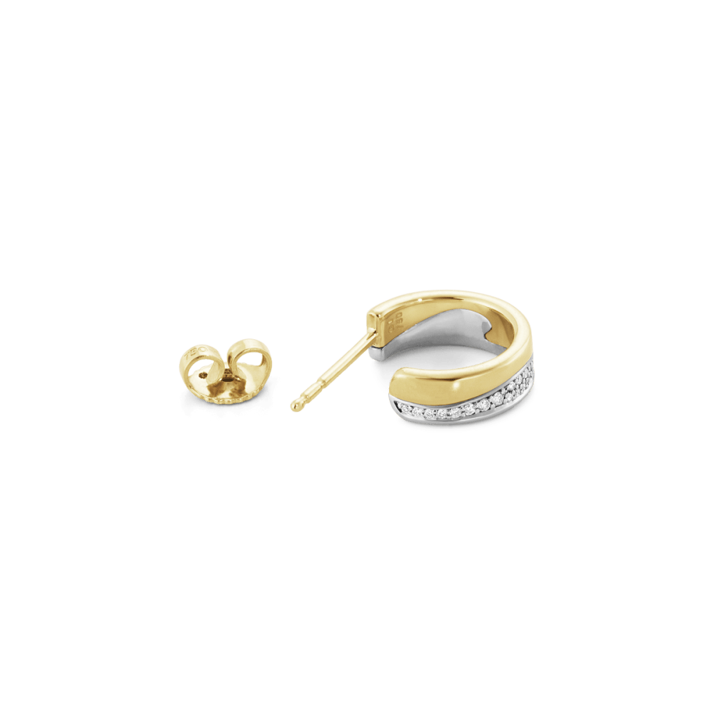 Fusion white and yellow gold earhoops with diamonds | Georg Jensen