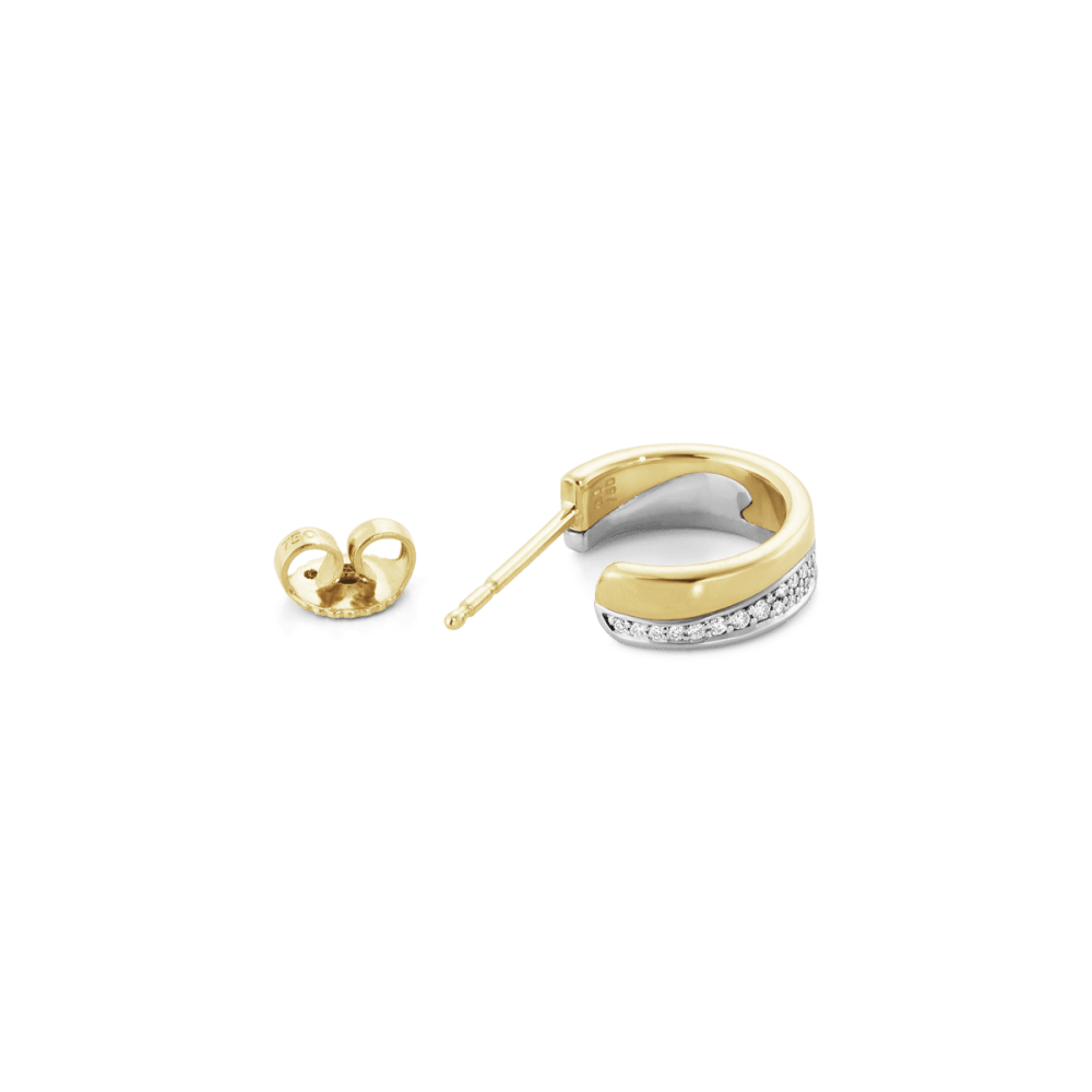 Fusion white and yellow gold earhoops with diamonds | Georg Fusion white and yellow gold earhoops with diamonds | Georg