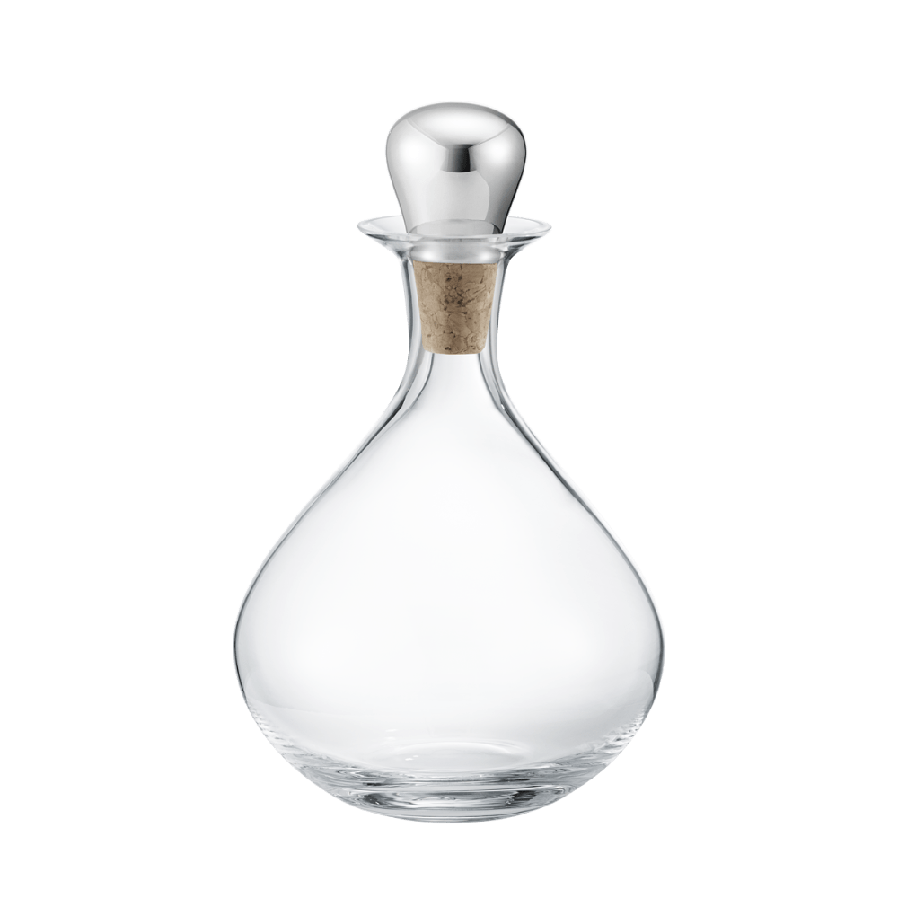 SKY liquor decanter in crystalline with cork and steel stopper