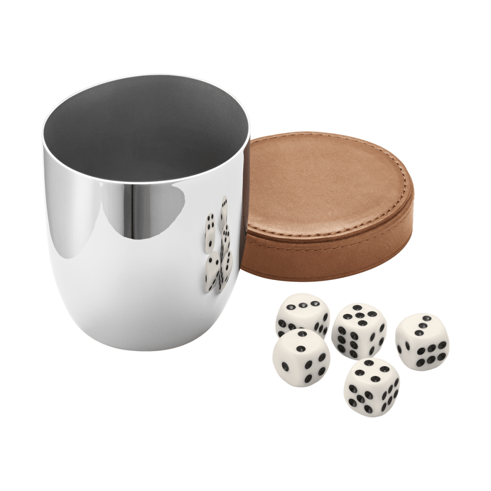 SKY dice cup & dice in stainless steel & leather