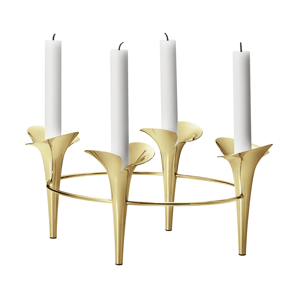 Modern Breathtaking Sterling Silver Candelabra with Gold Brass