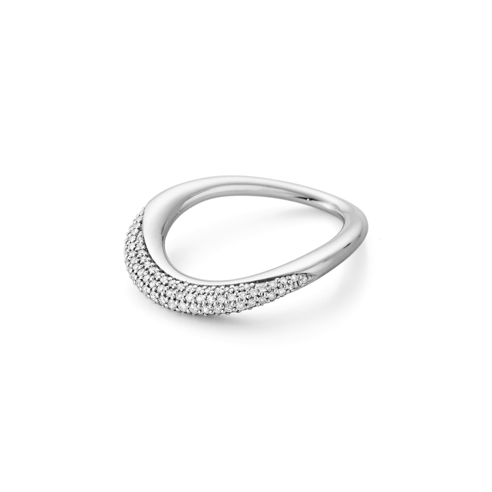 Offspring silver ring with pavé diamonds | Georg Jensen Offspring silver ring with pavé diamonds | Georg Jensen