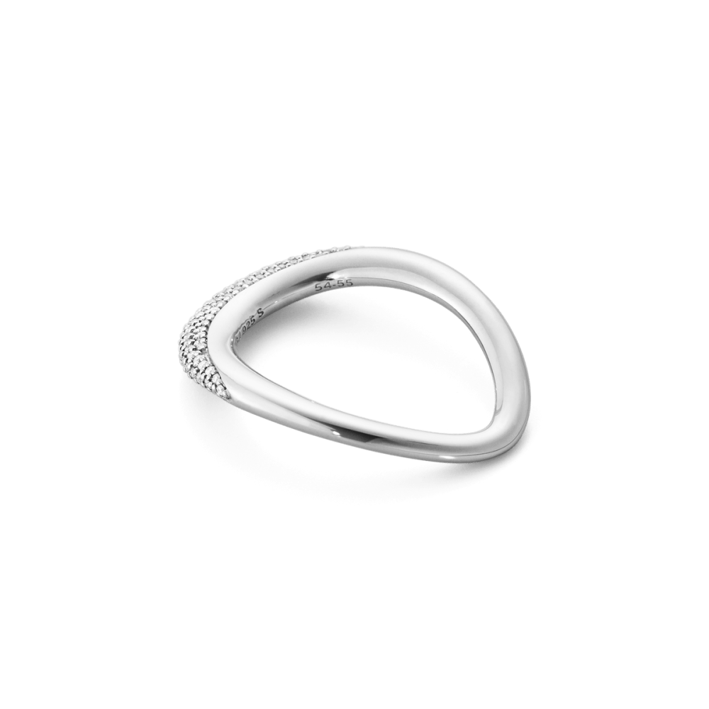 Offspring silver ring with pavé diamonds | Georg Jensen Offspring silver ring with pavé diamonds | Georg Jensen