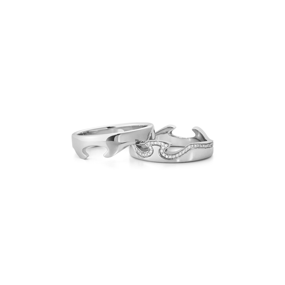 Fusion 2 piece ring in white gold and diamonds | Georg Jensen