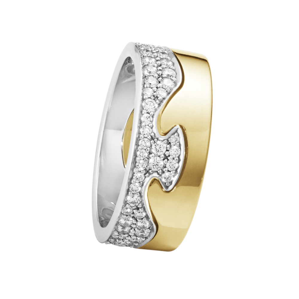 Fusion 2ピースリング、18K ホワイト＆イエローゴールドと