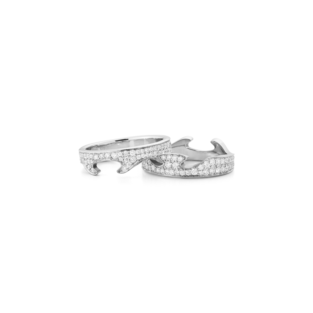 リング.☆.。.:*・° Fusion 2 piece ring in white gold with brilliant cut