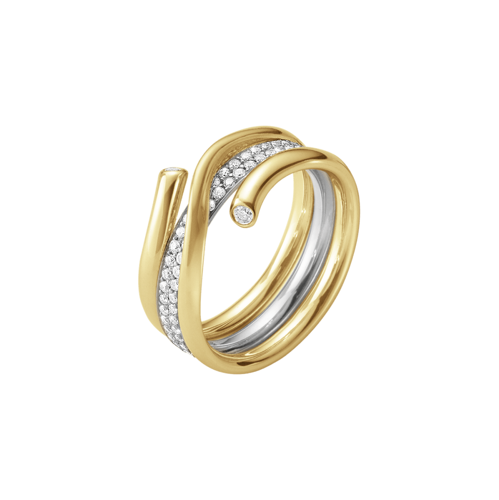 Magic combination of gold rings with white diamonds | Georg Jensen