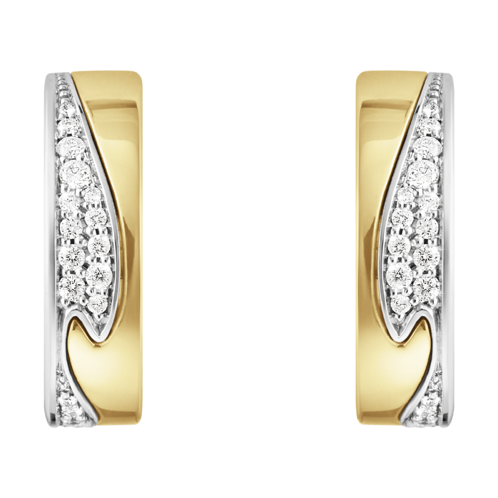 Fusion large white and yellow gold earhoops with diamonds Fusion large white and yellow gold earhoops with diamonds