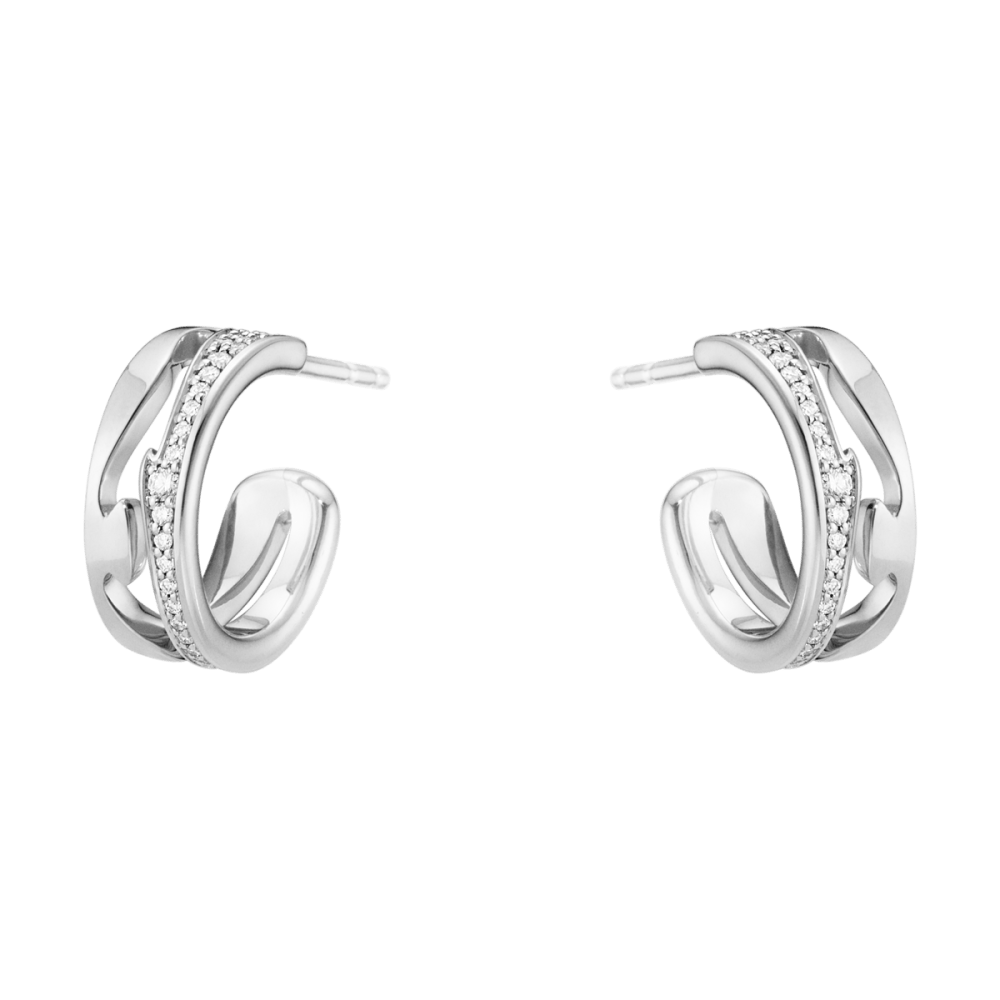 FUSION オープンイヤーフープ - 18K ホワイトゴールド、パヴェ FUSION オープンイヤーフープ - 18K ホワイトゴールド、パヴェ