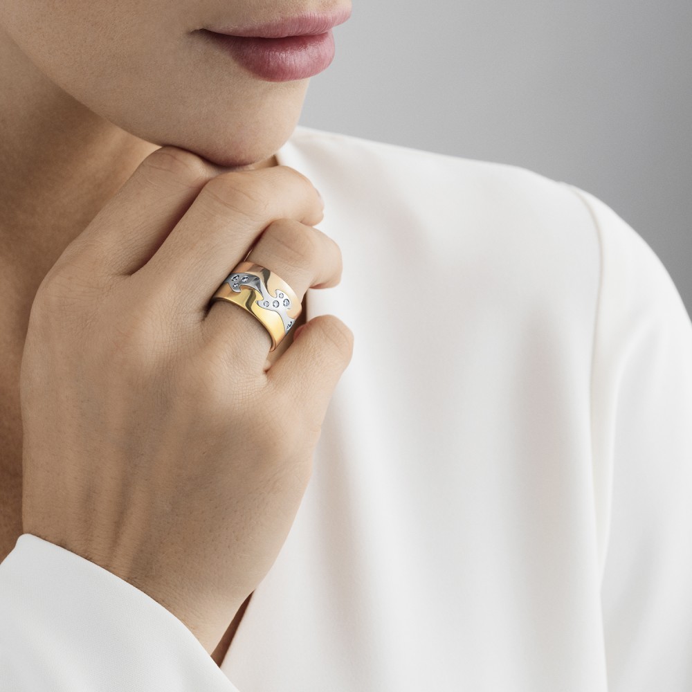 Fusion 3 piece 18kt. gold ring with brilliant cut diamonds | Georg