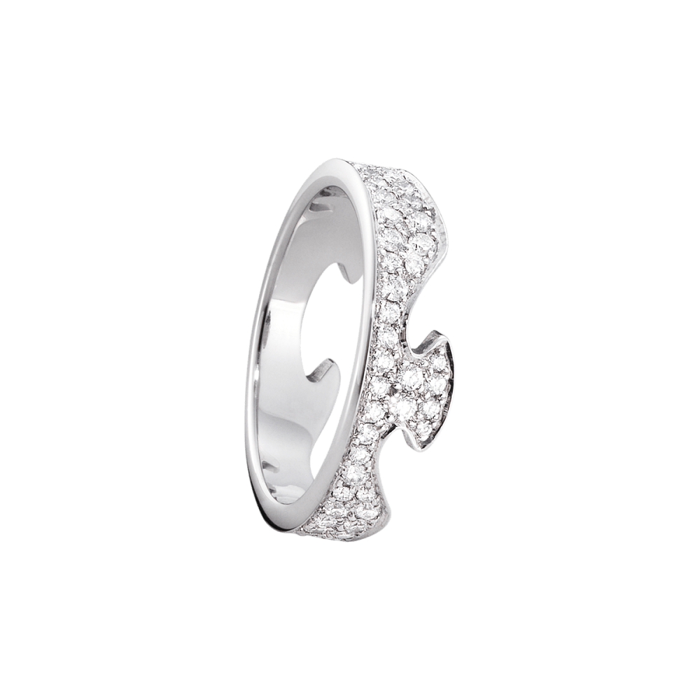 Fusion white gold end ring with diamonds | Georg Jensen