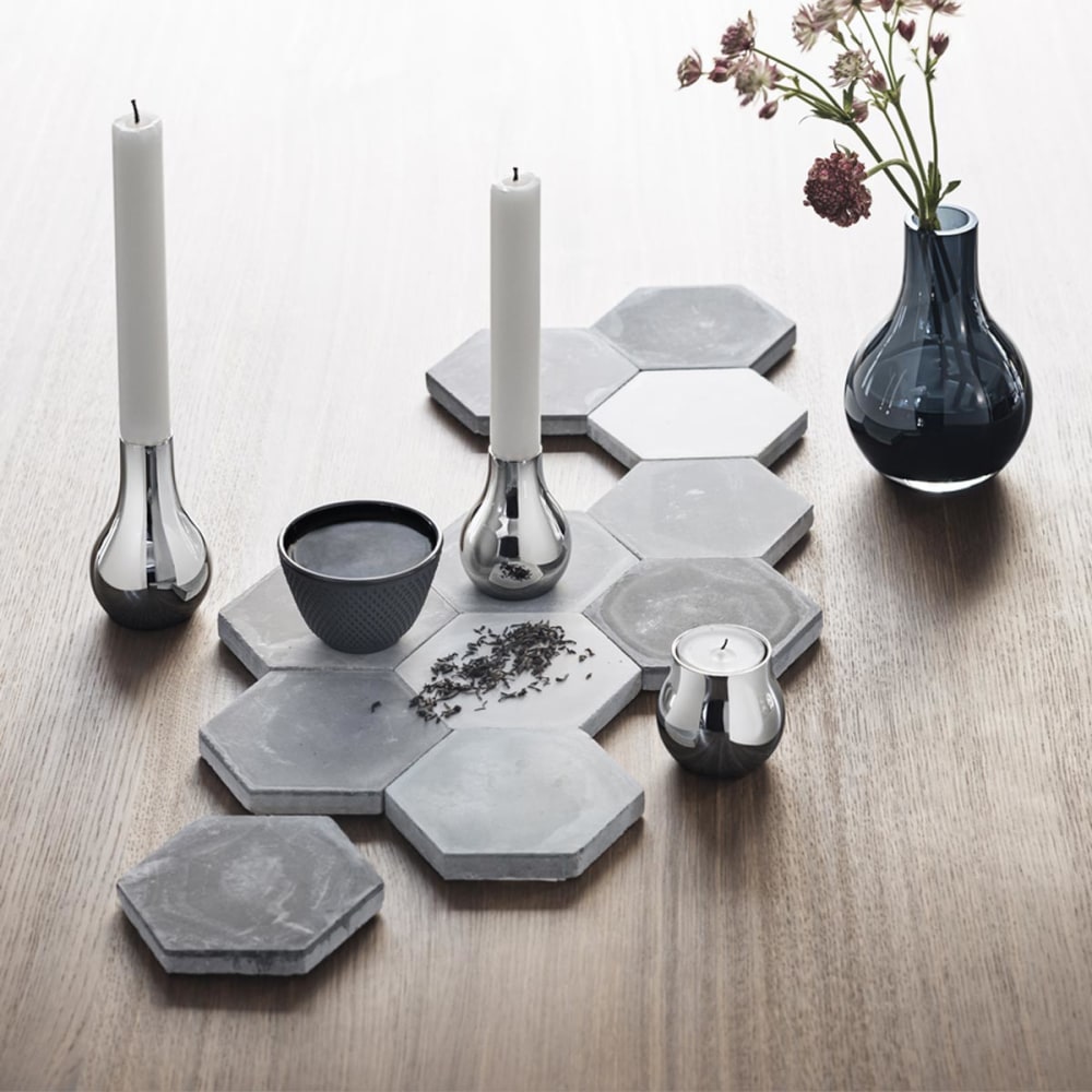 Cafu two small stainless steel candleholders | Georg Jensen