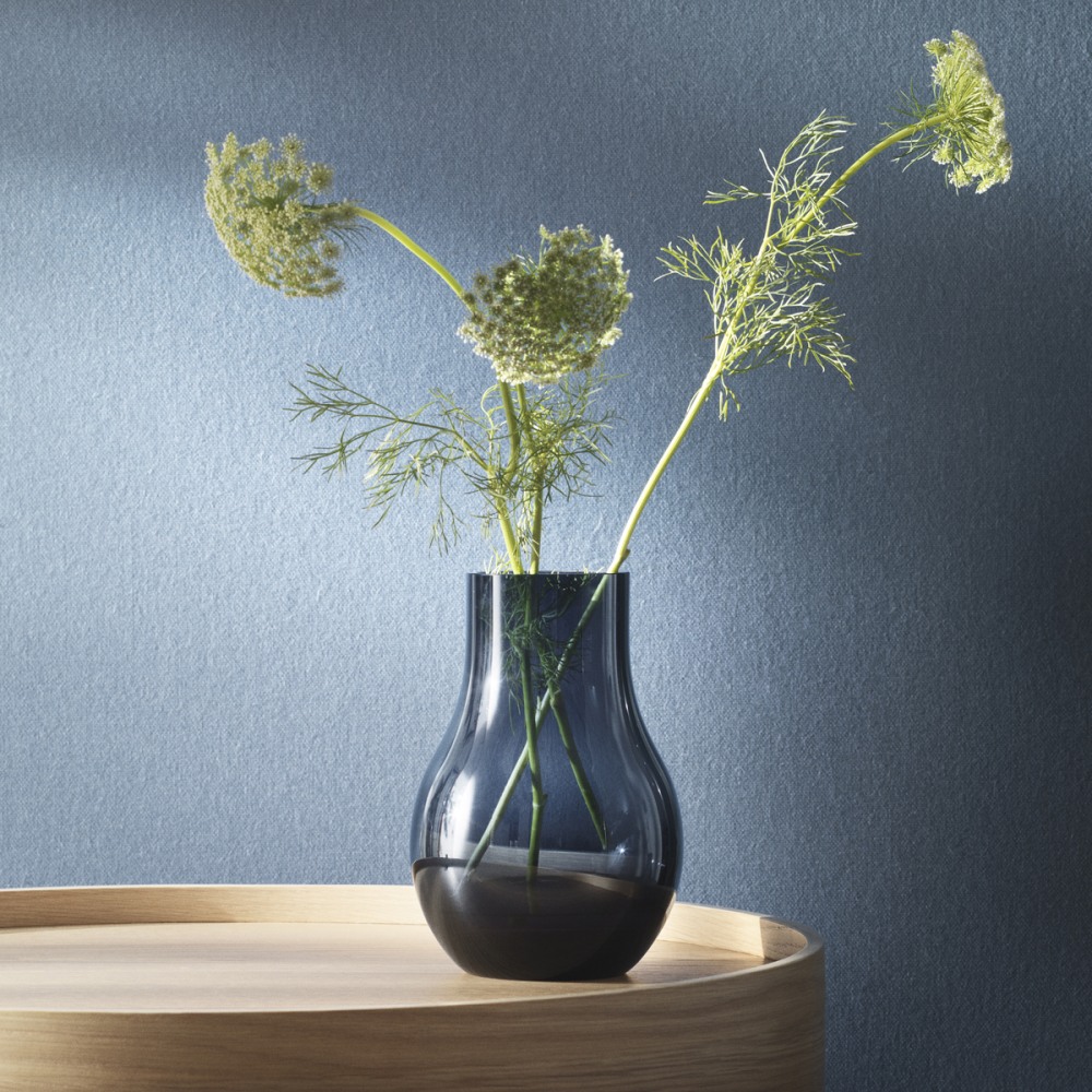 CAFU modern vase handmade in heavy blue glass | Georg Jensen