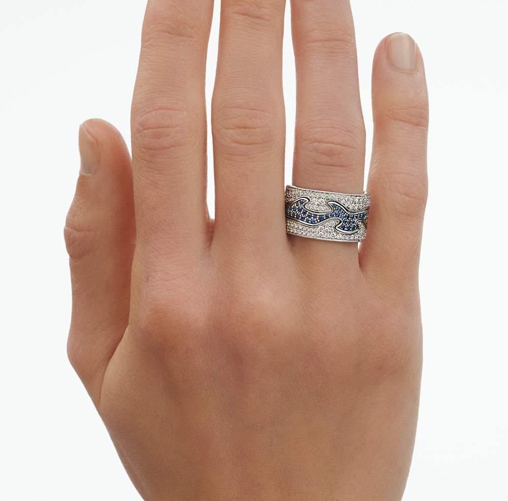 Fusion 3 piece ring with blue sapphire and diamonds | Georg Jensen
